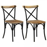 VidaXL Scaune &icirc;n cruce, 2 buc, negru, 51x52x84 cm, lemn masiv de mango