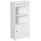 Dulapior pentru Baie din Lemn, Decor Floral Sculptat, Mobilier pentru organizare baie Alb HOMCOM | Aosom RO