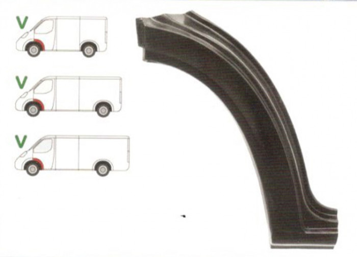 Segment reparatie aripa fata interior Mercedes Sprinter 1995-2006, VW LT 05.1996-12.2005 Partea Stanga, Punte Fata in spatele rotii , element exterio