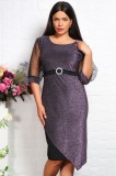 Rochie cu insertii stralucitoare Dolce Mov - 46Marimea, Yves