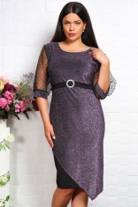 Rochie cu insertii stralucitoare Dolce Mov - 56Marimea foto