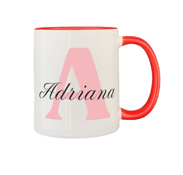 Cana maner rosu personalizata prenume Adriana, INOVATIX&reg;. 330ml