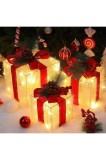 Decoratiuni de Craciun pentru interior Cutie de Craciun iluminata LED (panglica rosie)
