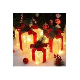 Decoratiuni de Craciun pentru interior Cutie de Craciun iluminata LED (panglica rosie)