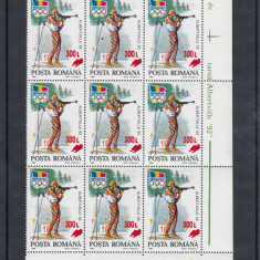 ROMANIA 2001 LP 1566 ALBERTVILLE 92 SUPRATIPAR SANIUTA BLOC DE 9 TIMBRE MNH