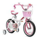 Bicicleta Copii 5-7 ani Royal Baby Jenny Children 18inch, Roti 18 Inch, Frana fata C-Break, Frana spate Torpedo, Roti Ajutatoare, Alb, Royalbaby