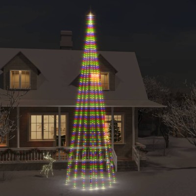 vidaXL Brad de Crăciun pe catarg, 1134 LED-uri, multicolor, 800 cm foto