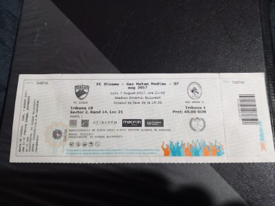 Bilet Dinamo - Gaz m. Medias foto