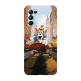 Husa compatibila cu Oppo Reno 4 Lite model Tom and Jerry in New York, Silicon, TPU, Viceversa, Transparent, Carcasa