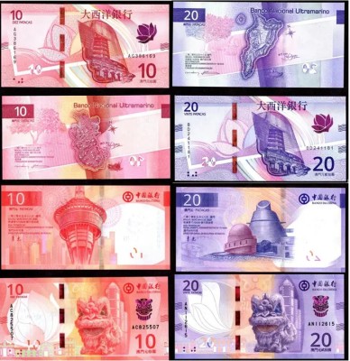 !!! NOU : MACAO - SET 10 + 20 BNU + 10 + 20 BOC PATACAS 2020 (2024) - UNC foto