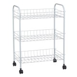 Etajera Metalică cu Roți 3 Nivele &ndash; Model Alb, CMCLASS