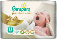 Scutece PAMPERS Premium Care 0 New Born Carry Pack 30 buc foto