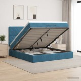 Cumpara ieftin Pat Ottoman cu Saltea si LED Albastru inchis 180 x 200 cm