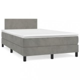 Cumpara ieftin Pat continental cu saltea, gri deschis, 120x200 cm, catifea