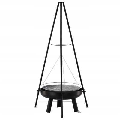 Gratar de gradina cu carbuni, grill rotund, trepied ajustabil, 64.5x64.5x150 cm, Chomik foto