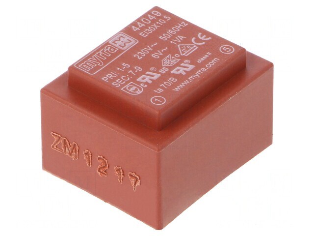 Transformator &icirc;ncapsulat 1VA 230V 6V PCB