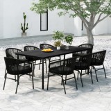 VidaXL Set mobilier de grădină, 9 piese, negru