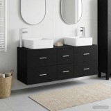 Cumpara ieftin Set dulap baie 3 buc. Negru 129 x 41 x 80 cm Lemn prelucrat