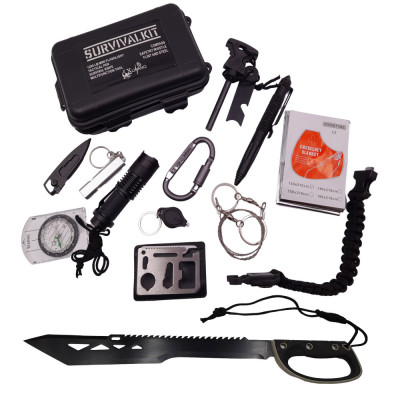 Kit supravietuire IdeallStore&amp;reg;, Help Buddy, 13 elemente multifunctionale, negru foto