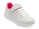 Pantofi sport SKECHERS albi, UNO LITE, din piele ecologica