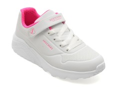 Pantofi sport SKECHERS albi, UNO LITE, din piele ecologica
