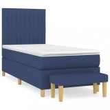 Cumpara ieftin Pat box spring cu saltea, albastru, 90x200 cm, textil