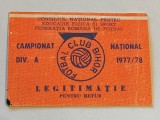 Abonament-legitimatie fotbal - FC BIHOR ORADEA (retur sezonul 1977-1978)