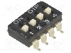 Intrerupator DIP, 2 pozitii, montare SMT, 4 sectiuni, DIPTRONICS - DM-04-V