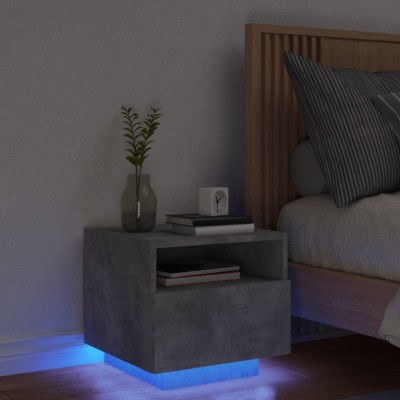 vidaXL Noptieră cu lumini LED, gri beton, 40x39x37 cm 836804 foto