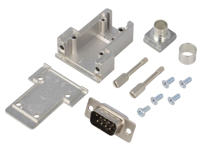 Conector D-Sub 9 pini tată, negru