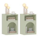 HOMCOM Lot de 2 mese de noapte, masă de noapte cu compartimente deschise, design aranjat, 40 x 30 x 60 cm, verde deschis | Aosom Romania