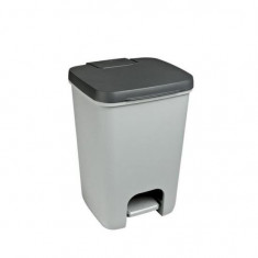 Cos de gunoi cu pedala, plastic, gri, 20 L, 30.3x29.4x42.8 cm, Curver GartenVIP DiyLine