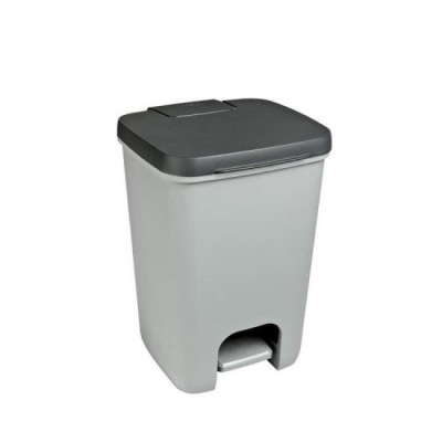 Cos de gunoi cu pedala, plastic, gri, 20 L, 30.3x29.4x42.8 cm, Curver GartenVIP DiyLine foto