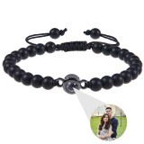 Cumpara ieftin Bratara APF&reg; din piatra naturala, la comanda, cu Proiectie Foto, Negru, Hand-Made, Snur reglabil