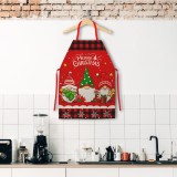 Sort de bucatarie 3 elfi, decorativ, tema de craciun, 50 x 70 cm, poliester, rosu, Oem