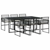 Cumpara ieftin Set mobilier de gradina cu perne, 7 piese, negru, poliratan