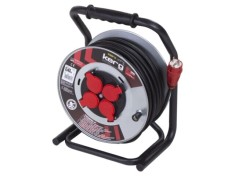 Prelungitor alimentare KERG 3x1,5mm2 bobinat cu 4 prize guma negru