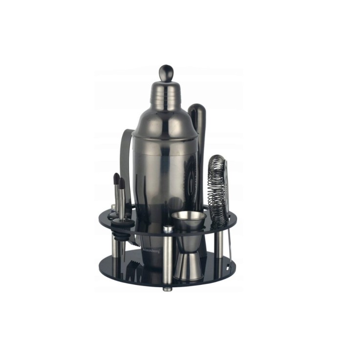 Set cocktail shaker, 9 piese, negru, Klausberg