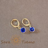 Cercei eleganti cu cristal zirconia indigo, 2 cm