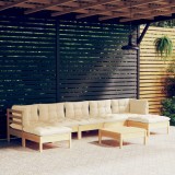 VidaXL Set mobilier de grădină cu perne, 8 piese, crem, lemn de pin 3097097