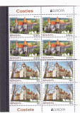 CASTELE EUROPA,IN BLOC DE 4 CU MARGINE,2017,MNH,ROMANIA.