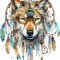 Sticker decorativ, Mandala-Lup, Turcoaz, 69 cm, 8343ST-7