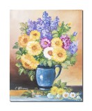 Cumpara ieftin Tablou pictat manual, Carafa cu liliac si margarete, 50x40cm pictura ulei pe panza, Constantin Feraru