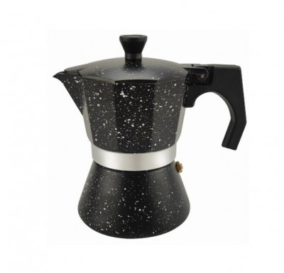 Espressor din aluminiu pentru aragaz Bohmann, 3 Cesti, Aluminiu, maner bachelita, inductie, Negru foto