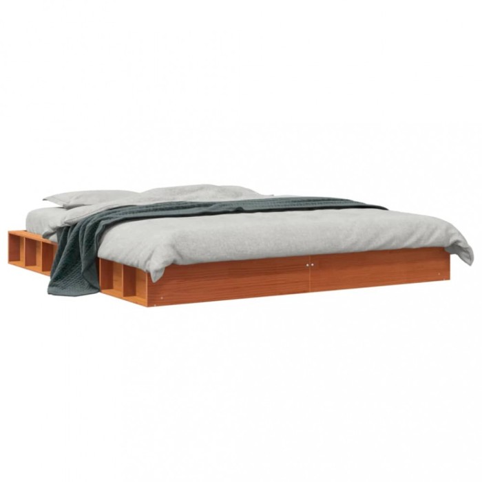 Cadru de pat fara saltea, maro ceruit 180x200 cm lemn masiv pin