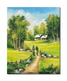 Cumpara ieftin Tablou pictat manual, Peisaj din natura, amintiri din copilarie, 50x40cm ulei pe panza, gata de agatat pe perete