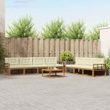 vidaXL Set de canapele de exterior cu pernă 8 pcs Natural și Crem 3367308