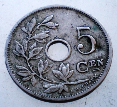 7.387 BELGIA 5 CENTIMES 1910 BELGIE foto