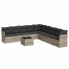 Set canapele de gradina cu perne 10 piese gri deschis poliratan