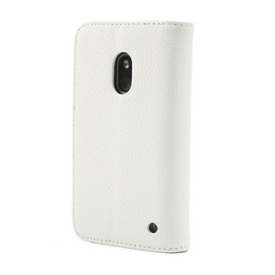 Husa tip carte alba cu stand pentru Nokia Lumia 620 foto